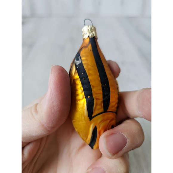 Czech Republic fish mini ornament glass orange striped Xmas tree - Picture 6 of 10